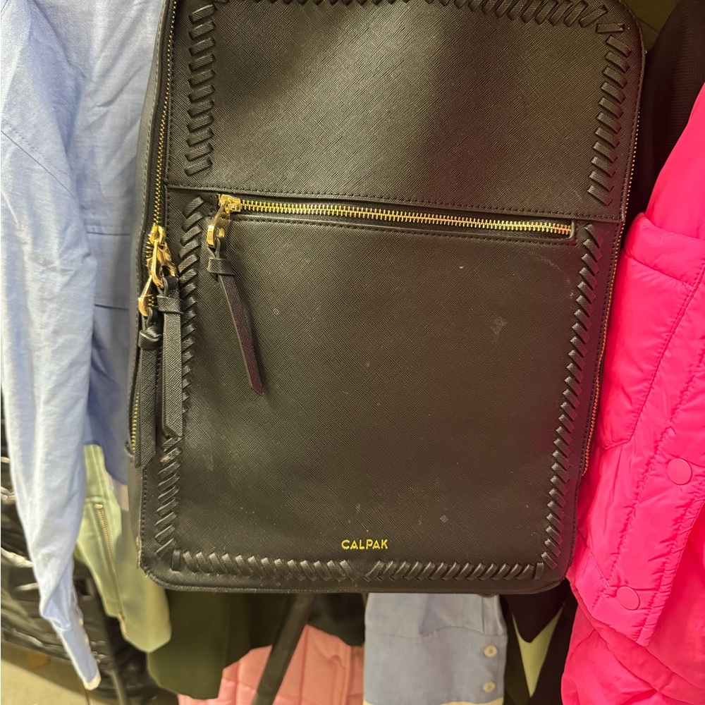 Calpak Black Men's Backpack with Gold Accents